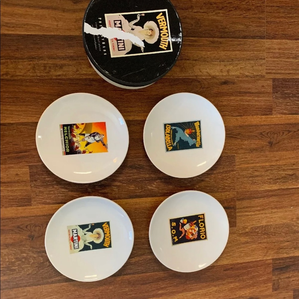 Pottery Barn Vintage Cocktail poster Plates